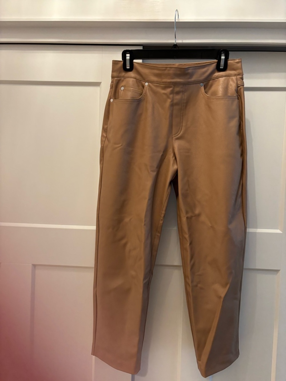 Spanx Faux Leather Cropped Pants in Camel